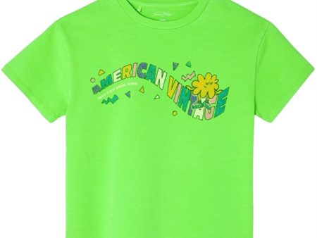 American Vintage T-shirt Droit Mc Col Rond Imprime Absinthe Fluo For Sale