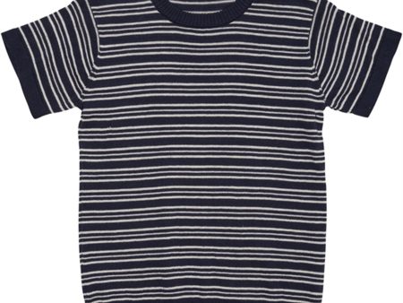 Copenhagen Colors Navy Cream Comb. Stickat T-shirt For Sale