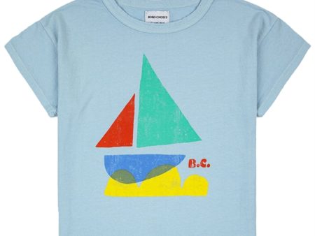 Bobo Choses Light Blue Multicolor Sail Boat T-Shirt Online Sale