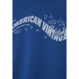 American Vintage T-shirt Droit Mc Col Rond Imprime Bleu Roi Vintage Online Hot Sale