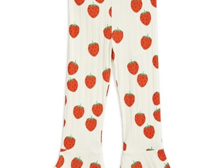 Mini Rodini Strawberries Aop Flared Byxor Offwhite on Sale