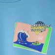 American Vintage T-shirt Droit Mc Col Rond Imprime Bleu Azur Vintage Fashion