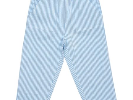 Copenhagen Colors Sky Blue W Cream Stripe Seersucker Byxor Online Hot Sale