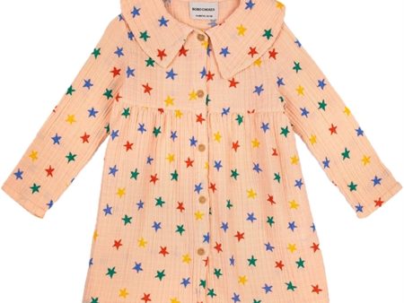 Bobo Choses Light Pink Multicolor Stars Klänning Discount