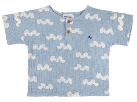 Bobo Choses Light Blue Waves All Över T-Shirt Discount