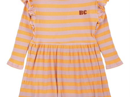 Bobo Choses Curry Horizontal Stripes Ruffles Klänning Cheap