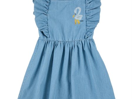 Bobo Choses Light Blue Pelican Denim Frill Klänning Hot on Sale