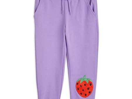 Mini Rodini Strawberries Emb Sweatpants Purple For Discount