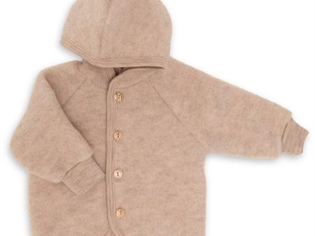 Engel Hooded Jacka m. Træknapper Sand Mélange Online Hot Sale