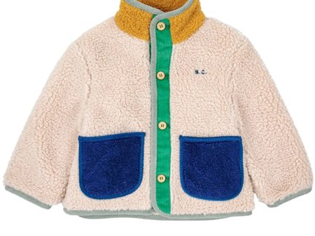 Bobo Choses Beige Color Block Sheepskin Jacka Online Hot Sale